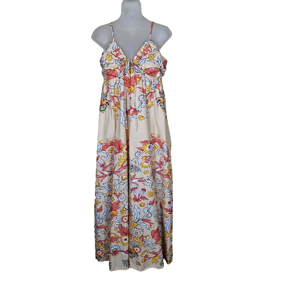 J.Crew Keyhole Cotton Poplin Maxi Dress Tropical Floral Vacation Boho Size 12 - Picture 4 of 16